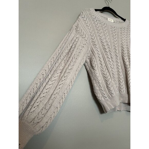 Nation Los Angeles Alpaca Women's Beige Blush Open Knit Pullover Sweater M - Picture 3 of 9